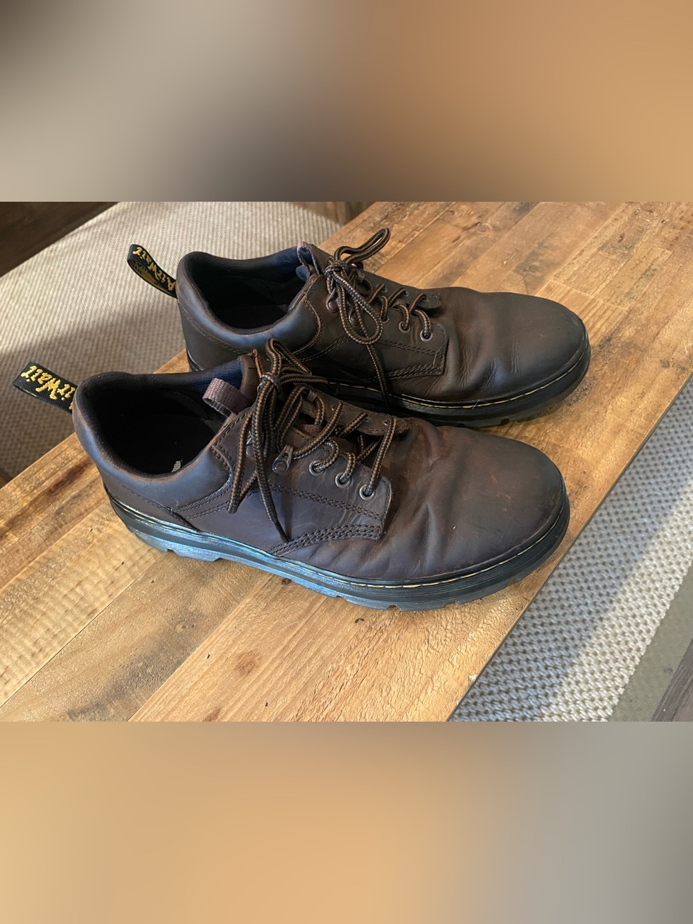 Men's Dr. Martens Reeder Dark Brown Crazy Horse Leather Utility Shoe, Size 13